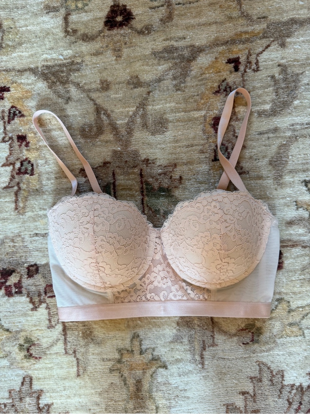 Blush Lace Balconette Bra in Light Pink